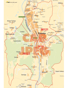 Mappa di Trento jpg 1:100.000 con CAP
