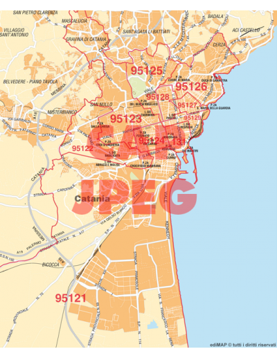 Mappa di Catania jpg 1:100.000 con CAP