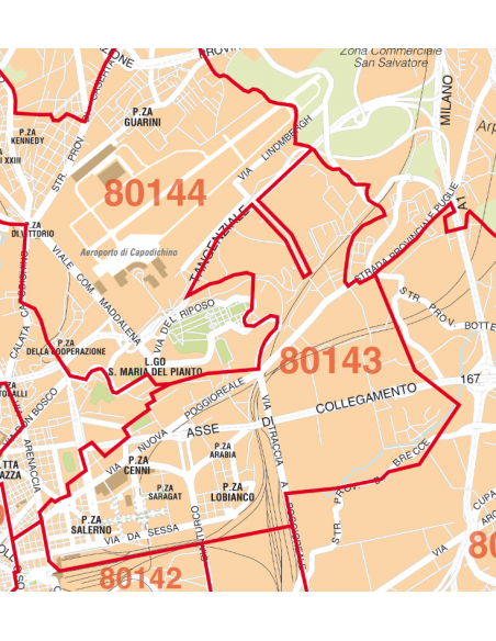 Mappa di Napoli jpg 1:50.000 con CAP