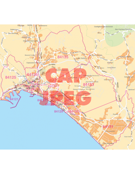 Mappa di Salerno jpg 1:50.000 con CAP