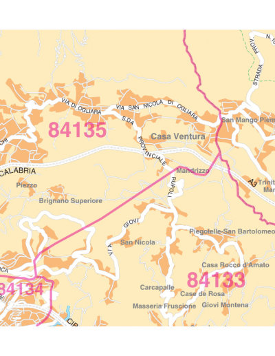 Mappa di Salerno jpg 1:50.000 con CAP