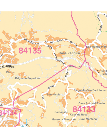 Mappa di Salerno jpg 1:50.000 con CAP
