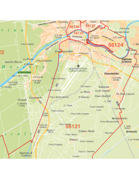 Mappa di Pisa jpg 1:100.000 con CAP
