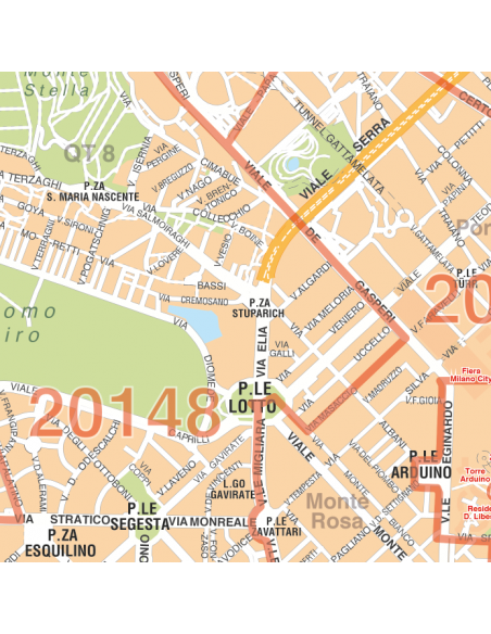 Mappa dei CAP di Milano MAGNETICA 120x120 cm