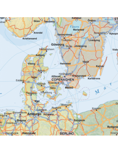 Mappa dell'Europa Stradale - PANNELLO 120x120 cm