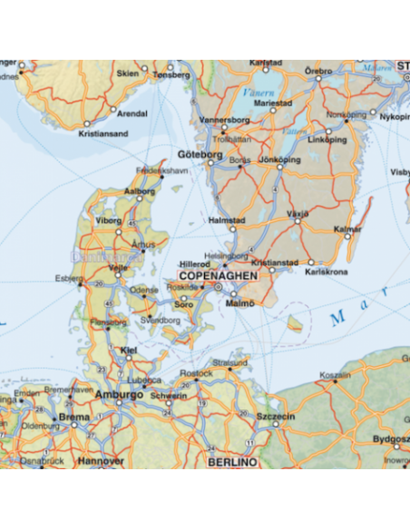 Mappa dell'Europa Stradale - PANNELLO 120x120 cm
