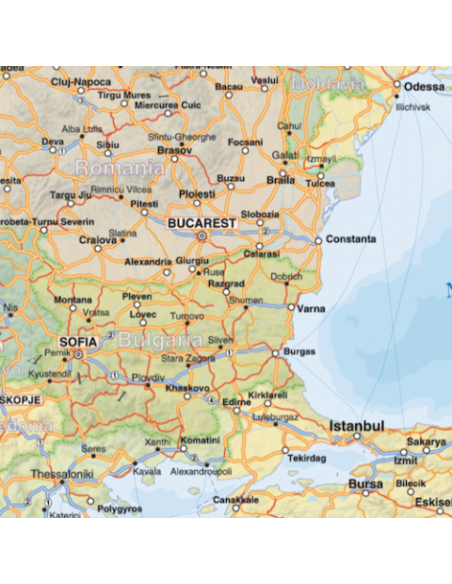 Mappa dell'Europa Stradale - PANNELLO 120x120 cm