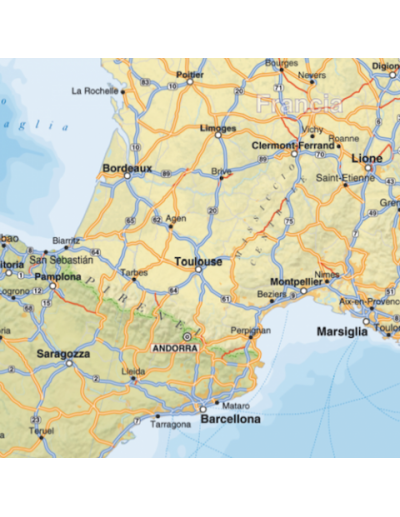 Mappa dell'Europa Stradale - PANNELLO 120x120 cm