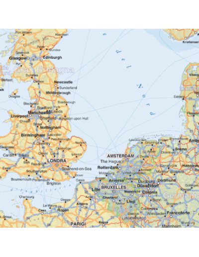 Mappa dell'Europa Stradale - PANNELLO 120x120 cm