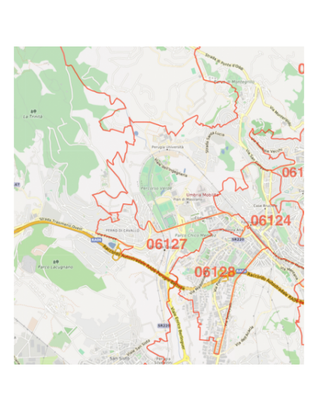 Mappa dei cap di Perugia jpg
