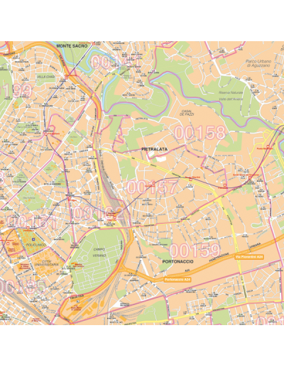 Mappa dei CAP di Roma GRA - Poster 150x150 cm
