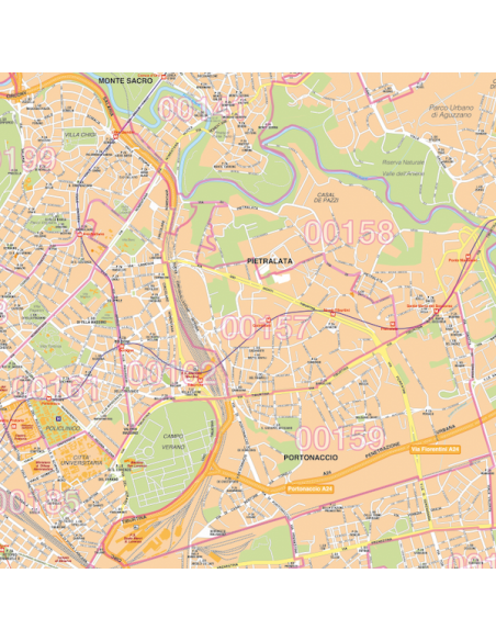 Mappa dei CAP di Roma GRA - Poster 150x150 cm