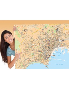 Mappa di Napoli con MONUMENTI 3D - PANNELLO 100x140 cm 2