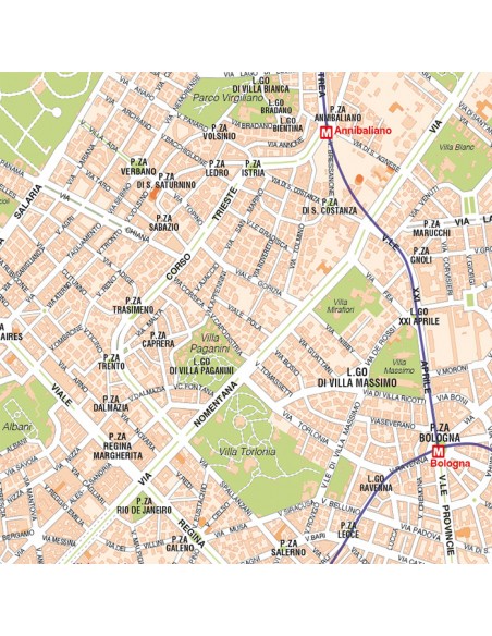 Mappa di Roma GRA - Poster 150x150 cm
