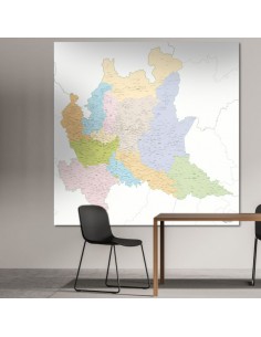 Mappa dei Comuni della Lombardia - Pannello 120x120 cm 2
