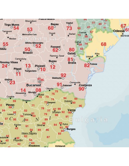 Mappa dell'Europa con CAP 170x120 cm