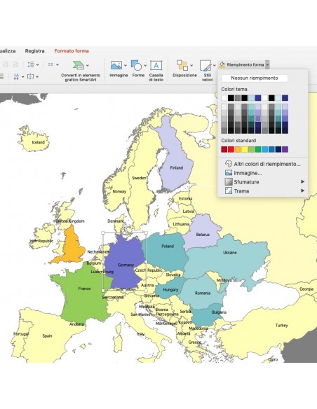 Mappa degli stati d'Europa PowerPoint