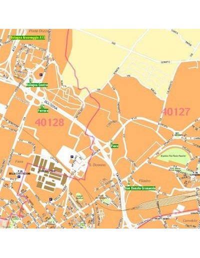Mappa di Bologna comune jpg 1:20.000 con CAP