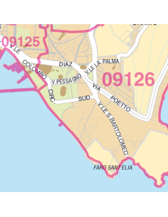Mappa di Cagliari jpg 1:100.000 con CAP 2