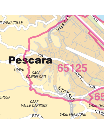 Mappa di Pescara jpg 1:100.000 con CAP