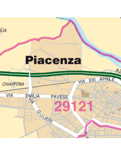 Mappa di Piacenza jpg 1:100.000 con CAP