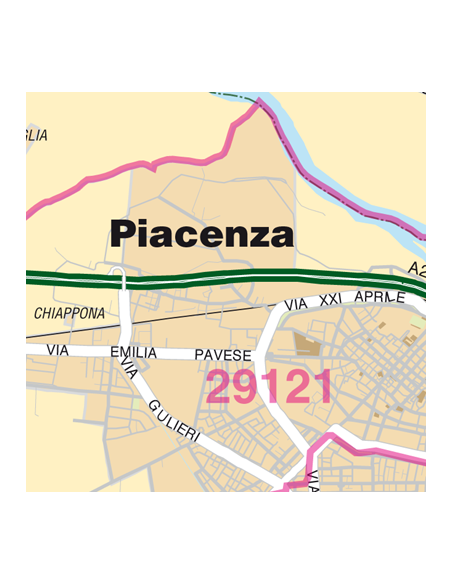 Mappa di Piacenza jpg 1:100.000 con CAP