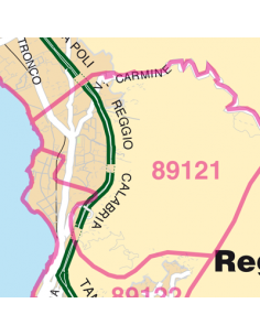 Mappa di Reggio di Calabria jpg 1:100.000 con CAP