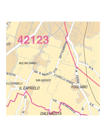 Mappa di Reggio Emilia jpg 1:100.000 con CAP