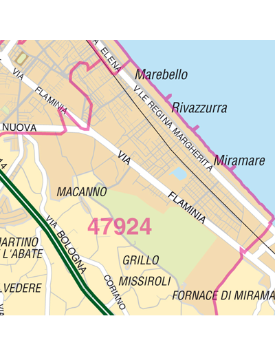 Mappa di Rimini jpg 1:100.000 con CAP