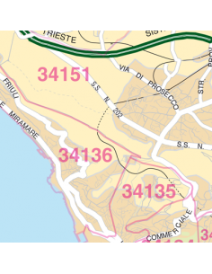 Mappa di Trieste jpg 1:100.000 con CAP