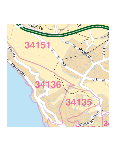 Mappa di Trieste jpg 1:100.000 con CAP