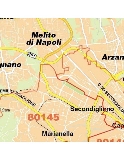 Mappa di Napoli jpg 1:100.000 con CAP