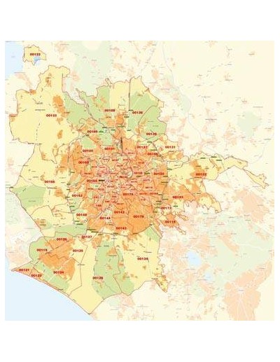 Mappa di Roma comune jpg 1:100.000 con CAP