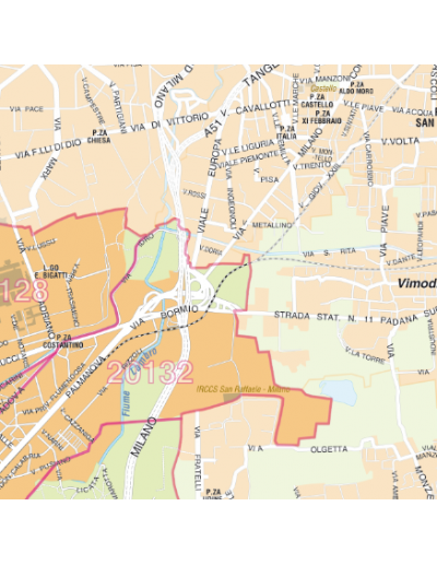 Mappa di Milano jpg 1:35.000 con CAP