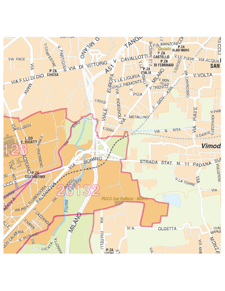 Mappa di Milano jpg 1:35.000 con CAP