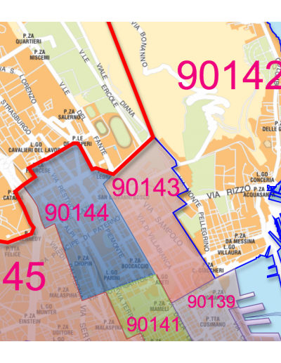 Mappa dei CAP di Palermo con stradario PowerPoint