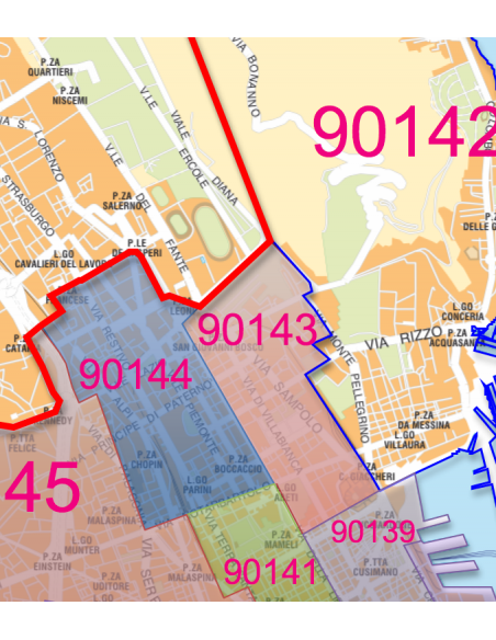 Mappa dei CAP di Palermo con stradario PowerPoint