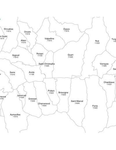 Mappa dei comuni e CAP della Valle d'Aosta jpg