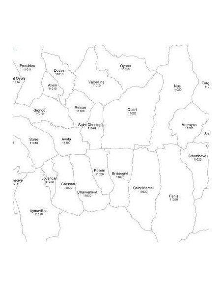 Mappa dei comuni e CAP della Valle d'Aosta jpg