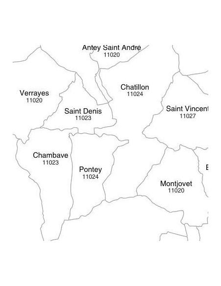 Mappa dei comuni e CAP della Valle d'Aosta jpg