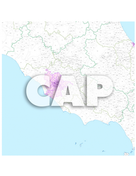 Mappa dei comuni e CAP del Lazio - PANNELLO 100 x 100 cm