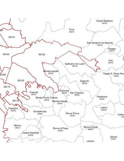 Mappa dei comuni e CAP del Lazio - PANNELLO 100...