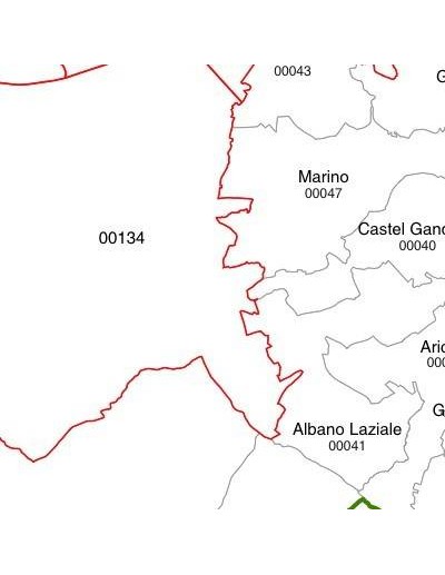 Mappa dei comuni e CAP del Lazio - PANNELLO 100...