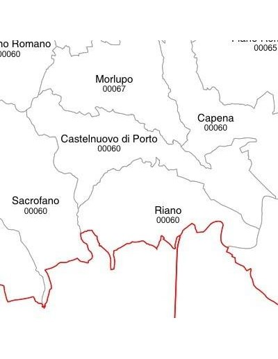 Mappa dei comuni e CAP del Lazio - PANNELLO 100...