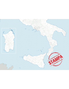 Mappa dei Comuni del Sud Italia - PANNELLO 200x270 cm