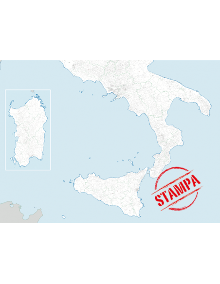 Mappa dei Comuni del Sud Italia - PANNELLO 200x270 cm