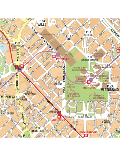Mappa di Milano - PANNELLO 100x120 cm