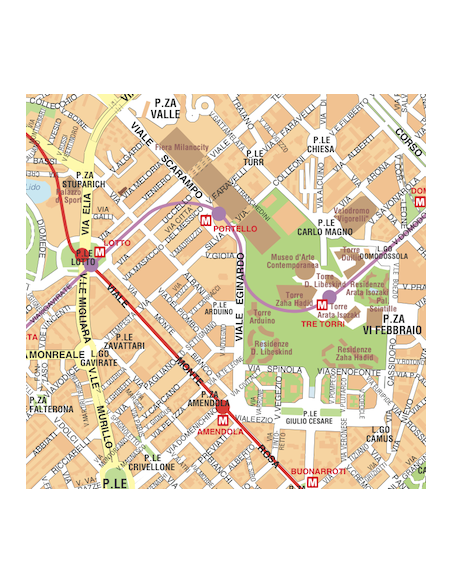 Mappa di Milano - PANNELLO 100x120 cm