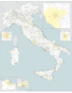 Mappa dell'Italia Amministrativa - PANNELLO 120x150