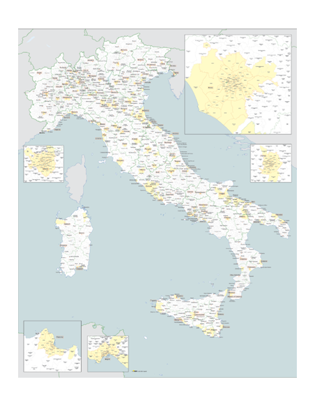 Mappa dell'Italia Amministrativa - PANNELLO 120x150